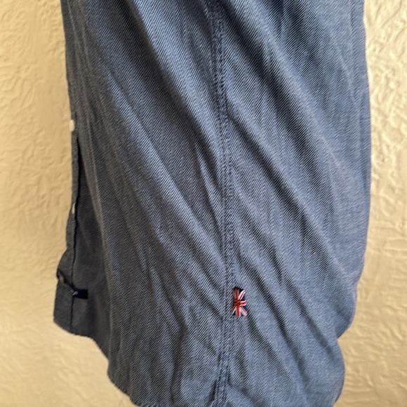 English Laundry Blue Herringbone Button Front Shirt Medium 15 15.5 x 34-35 - Picture 5 of 11